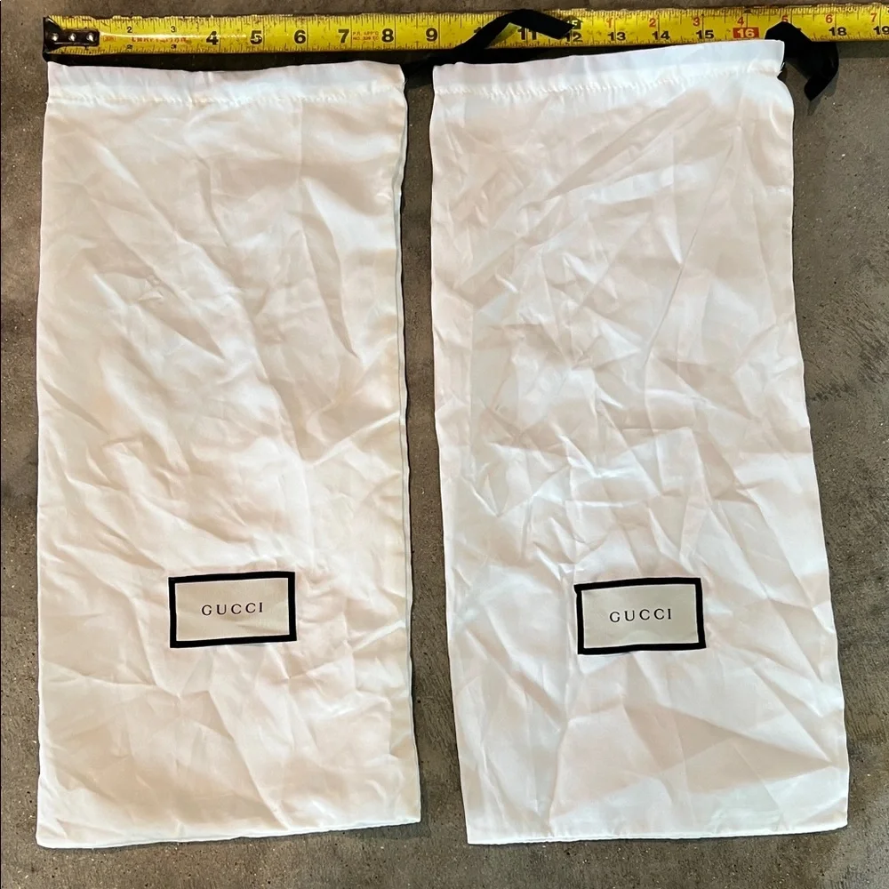 Authentic Gucci White Drawstring Logo Dust Bags (Pair)